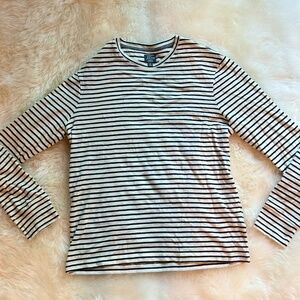 Long-sleeve cotton-cashmere T-shirt in stripe